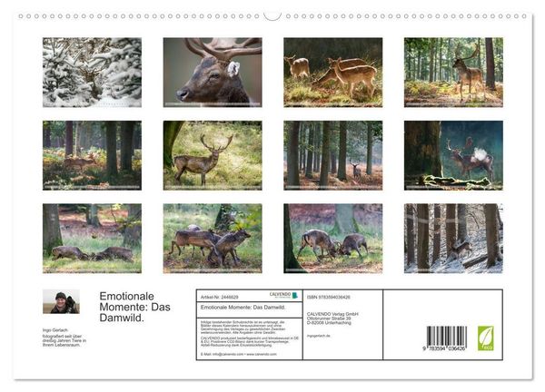 Produktbild: Emotionale Momente: Das Damwild. (hochwertiger Premium Wandkalender 2027 DIN A2 quer), Kunstdruck in Hochglanz