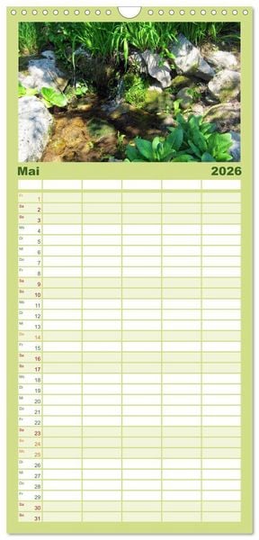 Produktbild: Familienplaner 2026 - Oasen der Ruhe 2026 / Geburtstagskalender mit 5 Spalten (Wandkalender, 21 x 45 cm) CALVENDO