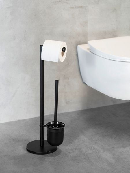 Produktbild: Stand WC-Garnitur Mod. Parus Schwarz, aus lackiertem Stahl