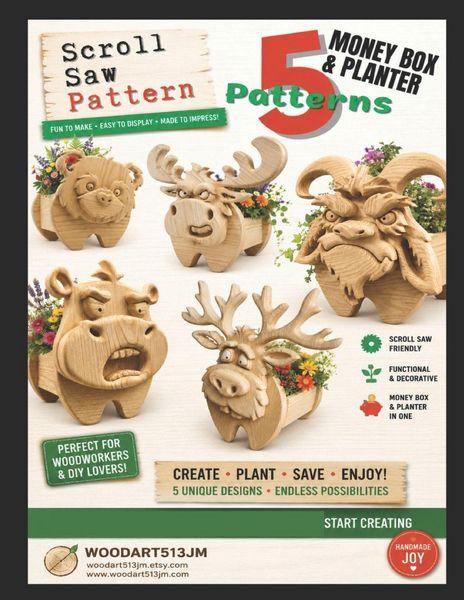 Produktbild: 5 Scroll Saw Money Box & Planter Patterns