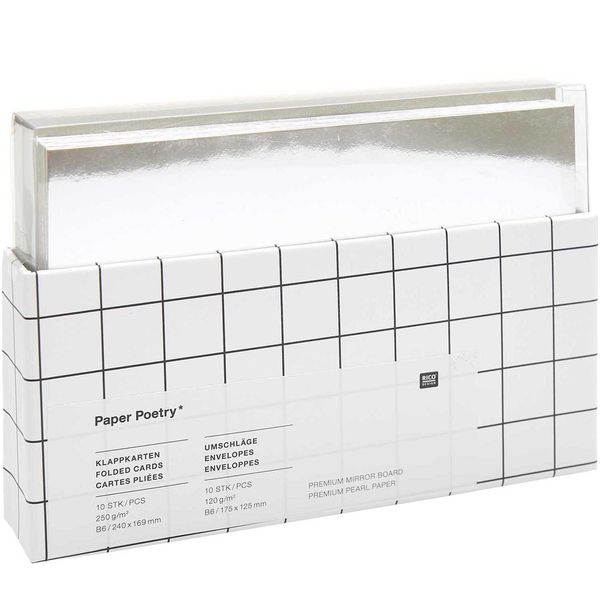 Produktbild: Kartenset Spiegelkarton/Perlmutt silber, B6, 20-tlg.