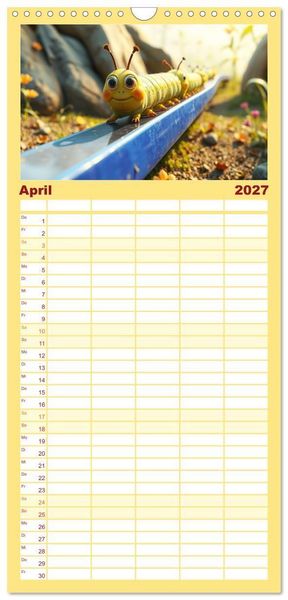 Produktbild: Familienplaner 2027 - Raupen-Rabatz - Ein Jahr voller Krabbelspa&szlig; mit 5 Spalten (Wandkalender, 21 x 45 cm) CALVENDO
