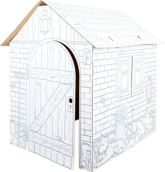 Produktbild: Small foot 10015 - Spielhaus H&auml;uschen aus Bastelkarton zum Bemalen, Pappe, H&ouml;he 88cm, creative&fun