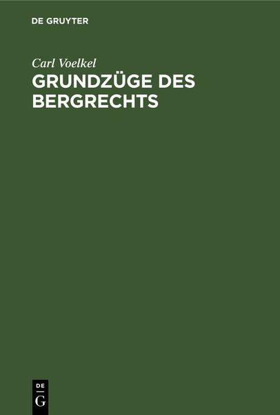 Produktbild: Grundz&uuml;ge des Bergrechts