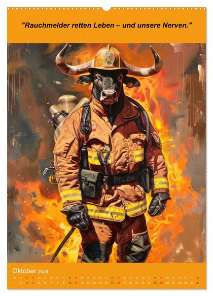 Produktbild: Der tierisch lustige Feuerwehrkalender (Wandkalender 2026 DIN A2 hoch), CALVENDO Monatskalender