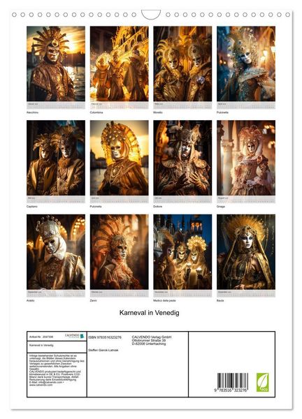 Produktbild: Karneval in Venedig (Wandkalender 2026 DIN A3 hoch), CALVENDO Monatskalender