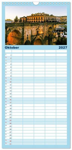 Produktbild: Familienplaner 2027 - Pen&iacute;nsula Ib&eacute;rica mit 5 Spalten (Wandkalender, 21 x 45 cm) CALVENDO
