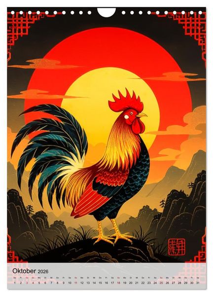 Produktbild: Die 12 chinesischen Tierkreiszeichen (Wandkalender 2026 DIN A4 hoch), CALVENDO Monatskalender