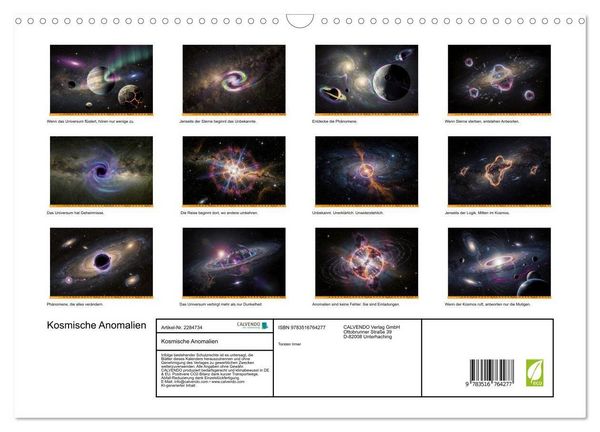 Produktbild: Kosmische Anomalien (Wandkalender 2027 DIN A3 quer), CALVENDO Monatskalender
