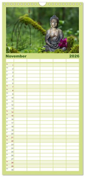 Produktbild: Familienplaner 2026 - SPIRIT OF ZEN Meditation mit 5 Spalten (Wandkalender, 21 x 45 cm) CALVENDO