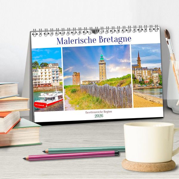 Produktbild: Malerische Bretagne - facettenreiche Region (Tischkalender 2026 DIN A5 quer), CALVENDO Monatskalender