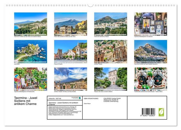 Produktbild: Taormina - Juwel Siziliens mit antikem Charme (hochwertiger Premium Wandkalender 2026 DIN A2 quer), Kunstdruck in Hochglanz