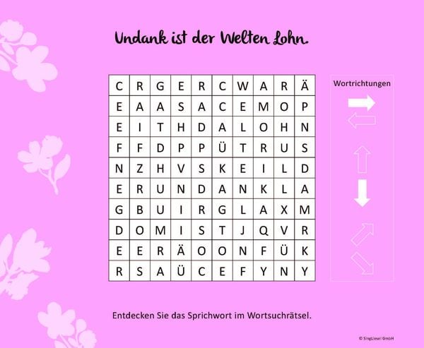 Produktbild: Wortsuchr&auml;tsel f&uuml;r Senioren mit vertrauten Sprichw&ouml;rtern. Spiele-Spa&szlig;, Besch&auml;ftigung und Ged&auml;chtnistraining f&uuml;r Senioren. Auch mit Demenz. Gro&szlig;druck.