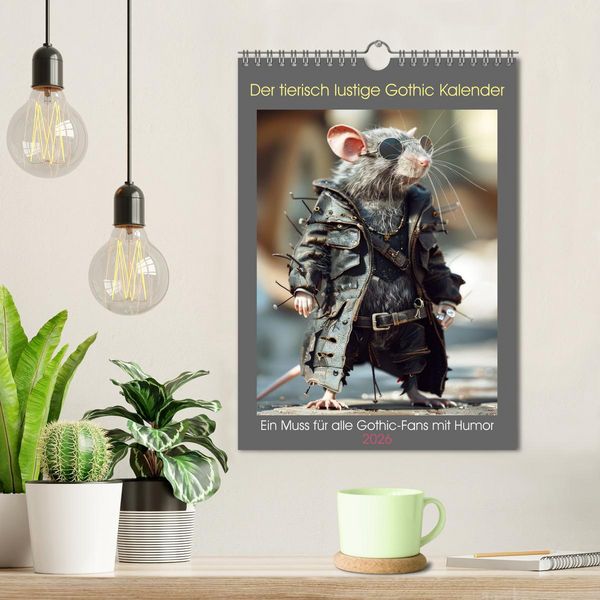 Produktbild: Der tierisch lustige Gothic Kalender (Wandkalender 2026 DIN A4 hoch), CALVENDO Monatskalender