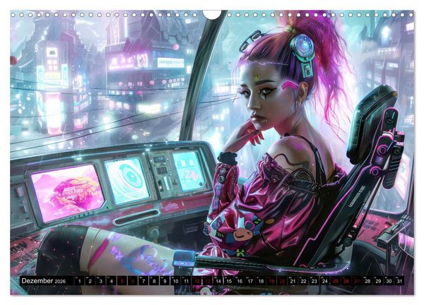 Produktbild: Cyberpunk - Hochtechnisierte Neonwelt (Wandkalender 2026 DIN A3 quer), CALVENDO Monatskalender