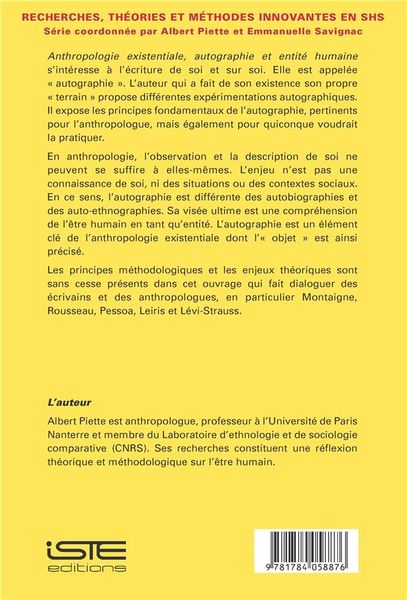 Produktbild: Anthropologie existentiale, autographie et entit&eacute; humaine