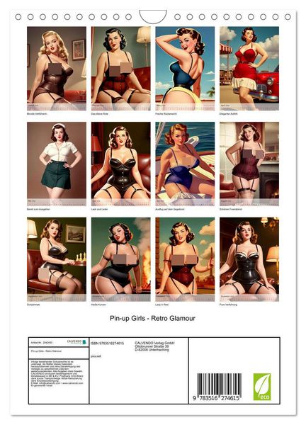 Produktbild: Pin-up Girls - Retro Glamour (Wandkalender 2026 DIN A4 hoch), CALVENDO Monatskalender