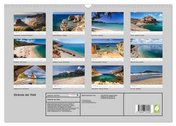 Produktbild: Str&auml;nde der Welt (Wandkalender 2026 DIN A3 quer), CALVENDO Monatskalender