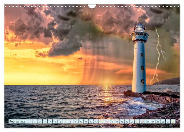 Produktbild: Leuchtturm Gewitter (Wandkalender 2026 DIN A3 quer), CALVENDO Monatskalender