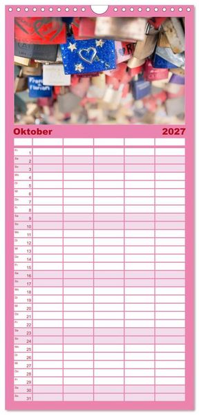 Produktbild: Familienplaner 2027 - Liebesschl&ouml;sser, Ich liebe Dich mit 5 Spalten (Wandkalender, 21 x 45 cm) CALVENDO