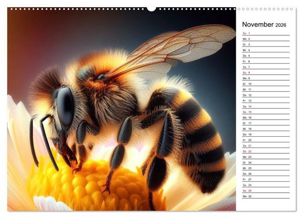 Produktbild: Biene auf Bl&uuml;te - Faszinierende Details durch k&uuml;nstliche Intelligenz (Wandkalender 2026 DIN A2 quer), CALVENDO Monatskalender