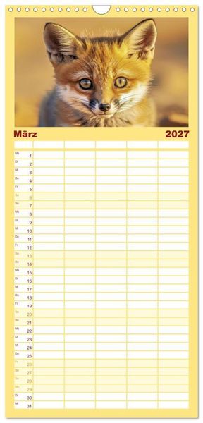 Produktbild: Familienplaner 2027 - Babys der Wildnis mit 5 Spalten (Wandkalender, 21 x 45 cm) CALVENDO
