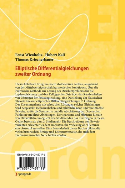 Produktbild: Elliptische Differentialgleichungen zweiter Ordnung
