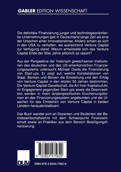 Produktbild: Venture Capital in Deutschland und den USA
