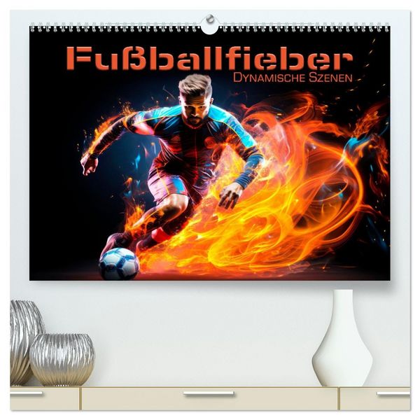 Produktbild: FU&szlig;BALLFIEBER Dynamische Szenen (hochwertiger Premium Wandkalender 2026 DIN A2 quer), Kunstdruck in Hochglanz