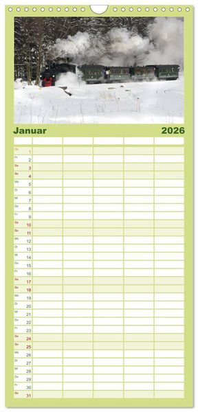Produktbild: Familienplaner 2026 - Schmalspurbahnen in Sachsen Anhalt mit 5 Spalten (Wandkalender, 21 x 45 cm) CALVENDO