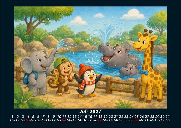Produktbild: Ein Jahr im Zoo mit Raffi und Freunden 2027 Fotokalender DIN A5