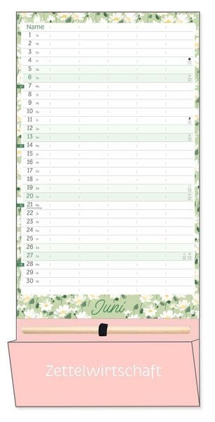 Produktbild: Deko-Familienplaner mit Tasche Flower Time 2027