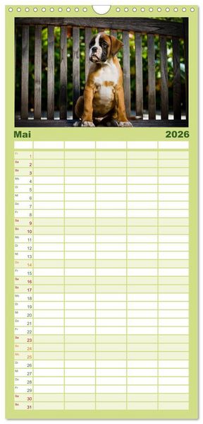 Produktbild: Familienplaner 2026 - Wenn ich gro&szlig; bin werd' ich Boxer mit 5 Spalten (Wandkalender, 21 x 45 cm) CALVENDO