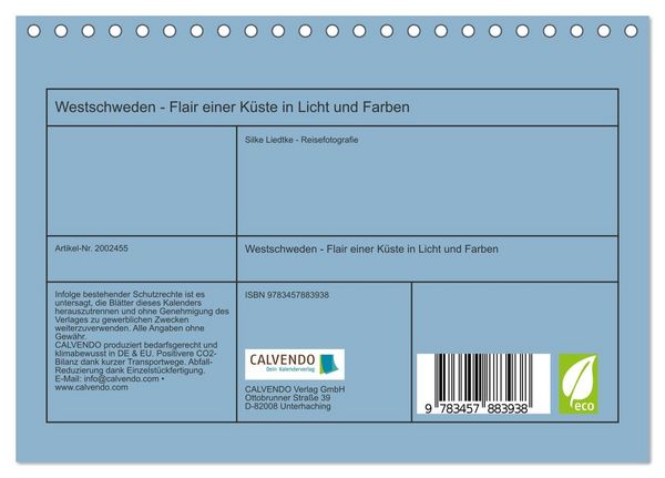 Produktbild: Westschweden - Flair einer K&uuml;ste in Licht und Farben (Tischkalender 2026 DIN A5 quer), CALVENDO Monatskalender