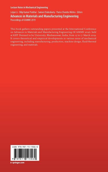 Produktbild: Advances in Materials and Manufacturing Engineering