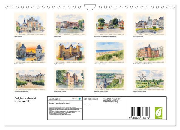 Produktbild: Belgien - absolut sehenswert (Wandkalender 2026 DIN A4 quer), CALVENDO Monatskalender