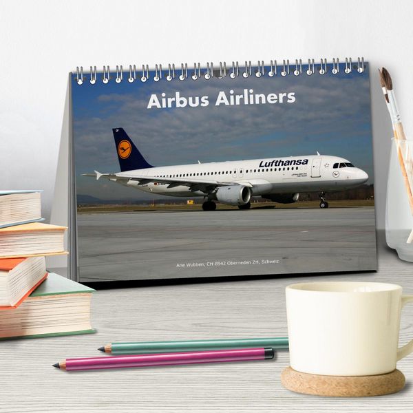 Produktbild: Airbus Airliners (Tischkalender 2026 DIN A5 quer), CALVENDO Monatskalender