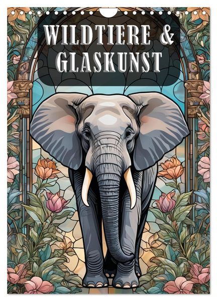 Produktbild: Wildtiere und Glaskunst im Tiffany Stil (Wandkalender 2026 DIN A4 hoch), CALVENDO Monatskalender