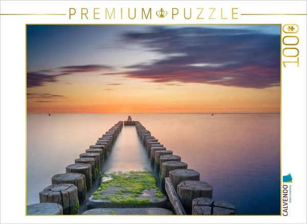 Produktbild: CALVENDO Puzzle Buhnen beim Sonnenuntergang &uuml;ber der Ostsee | 1000 Teile Lege-Gr&ouml;&szlig;e 64x48cm Foto-Puzzle f&uuml;r gl&uuml;ckliche Stunden