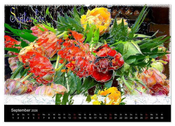 Produktbild: Blumen - Digital (Wandkalender 2026 DIN A2 quer), CALVENDO Monatskalender