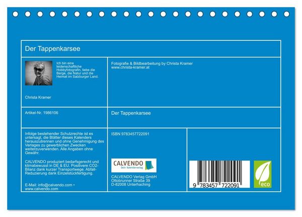 Produktbild: Der Tappenkarsee (Tischkalender 2026 DIN A5 quer), CALVENDO Monatskalender