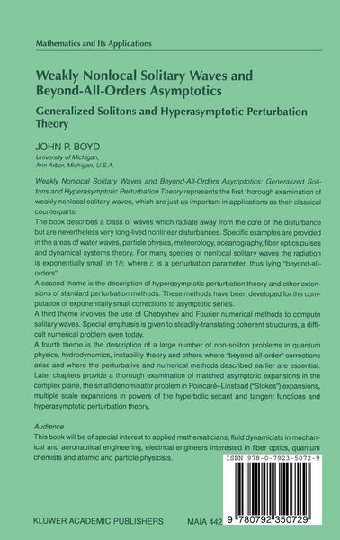 Produktbild: Weakly Nonlocal Solitary Waves and Beyond-All-Orders Asymptotics