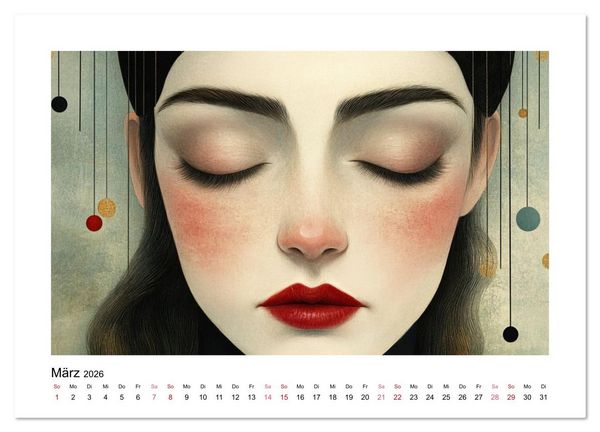 Produktbild: Wo Gesichter tr&auml;umen und Gedanken sichtbar werden (Wandkalender 2026 DIN A4 quer), CALVENDO Monatskalender