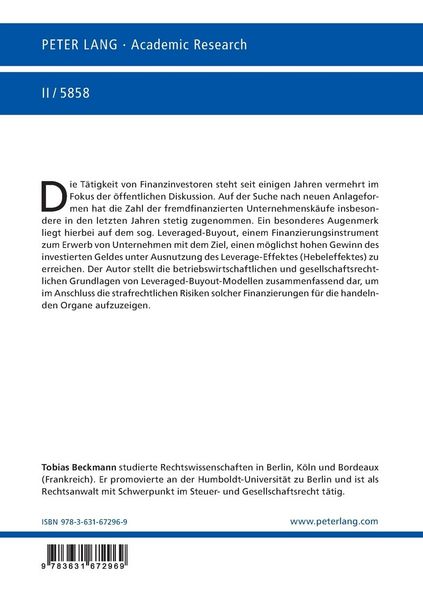 Produktbild: Die strafrechtliche Bewertung von Leveraged-Buyout-Modellen