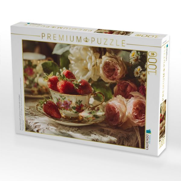 Produktbild: CALVENDO Puzzle Maiwind, Spitzenstoff und Teerosen, ein Tisch voller Leichtigkeit | 1000 Teile Lege-Gr&ouml;&szlig;e 64x48cm Foto-Puzzle f&uuml;r gl&uuml;ckliche Stunden