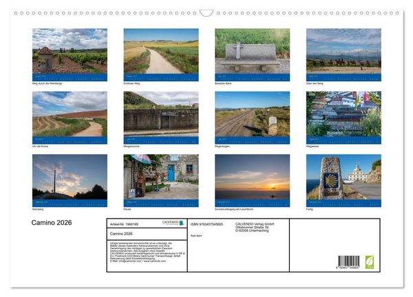 Produktbild: Camino 2026 (Wandkalender 2026 DIN A2 quer), CALVENDO Monatskalender