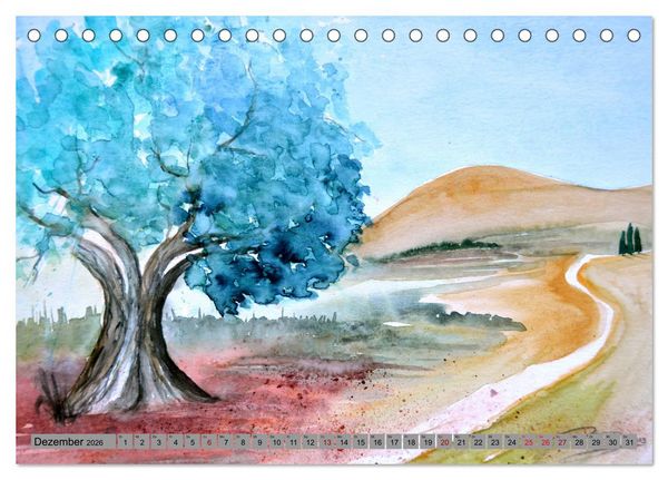 Produktbild: Toskana Aquarelle (Tischkalender 2026 DIN A5 quer), CALVENDO Monatskalender