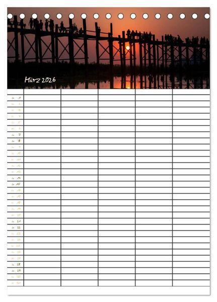 Produktbild: Goldenes Myanmar - Familienkalender 2026 (Tischkalender 2026 DIN A5 hoch), CALVENDO Monatskalender