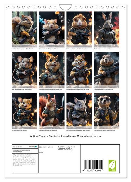 Produktbild: Action Pack - Ein tierisch niedliches Spezialkommando (Wandkalender 2026 DIN A4 hoch), CALVENDO Monatskalender