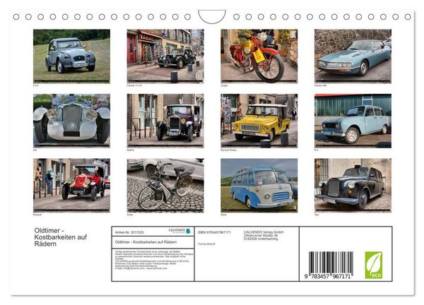 Produktbild: Oldtimer - Kostbarkeiten auf R&auml;dern (Wandkalender 2026 DIN A4 quer), CALVENDO Monatskalender